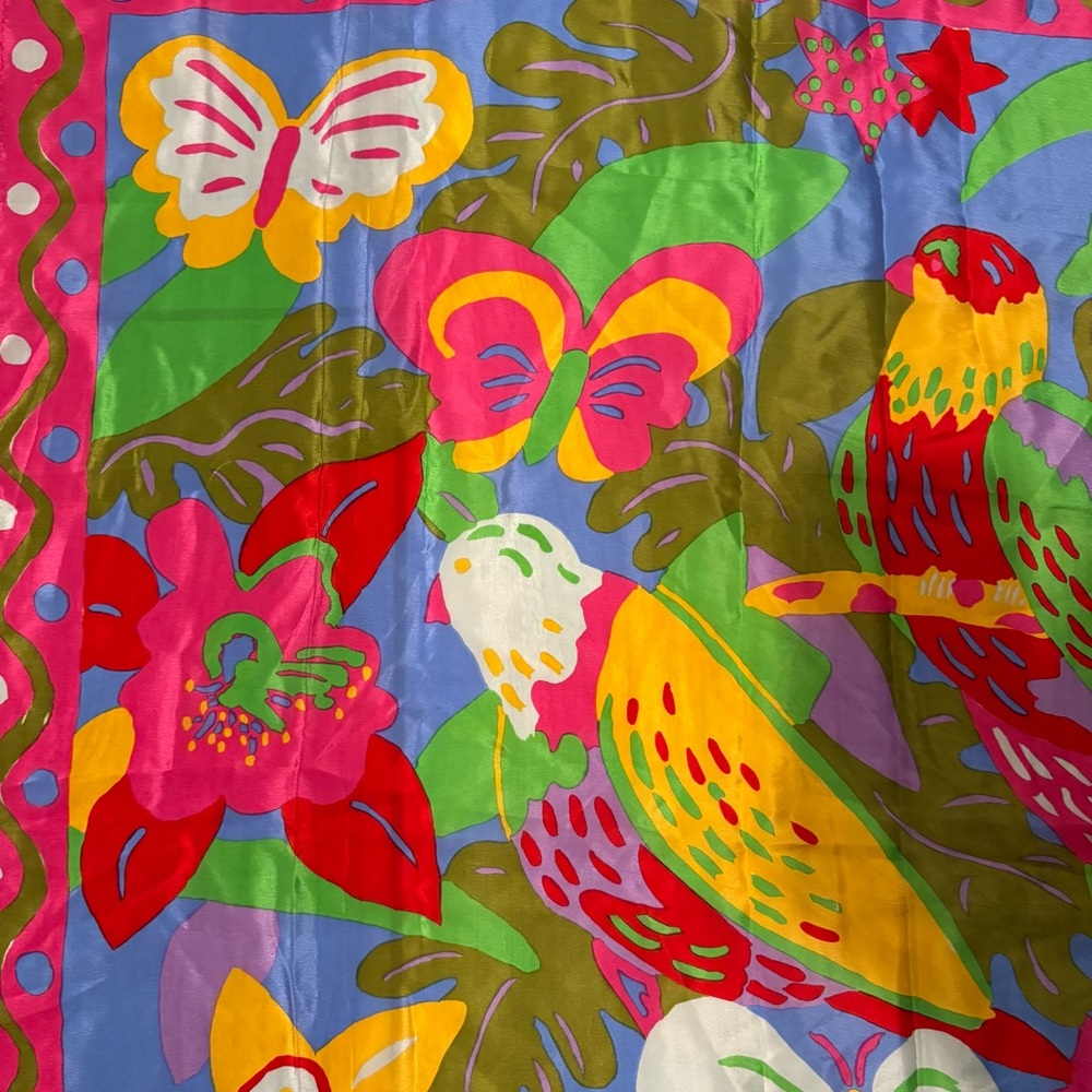 Ken Done Silk Scarf with Tropical Design - Picture 12 of 16